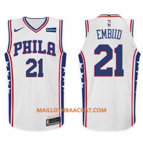 Maillot NBA Philadelphia 76ers Joel Embiid 21 Nike 2017-18 Blanc Swingman - Homme